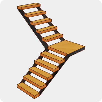 Г-образная на двух косоурах