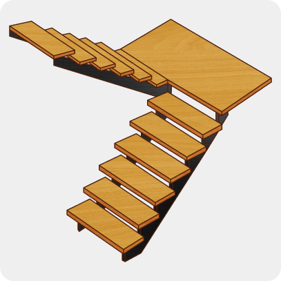 П-образная на двух косоурах