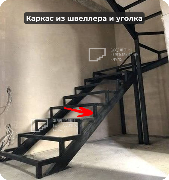 Каркас лестницы из швеллера и уголка