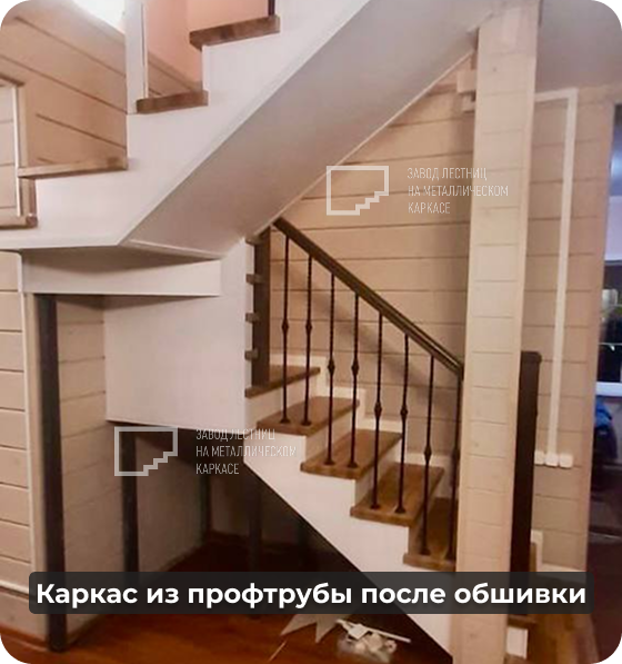 Каркас из профтрубы после обшивки