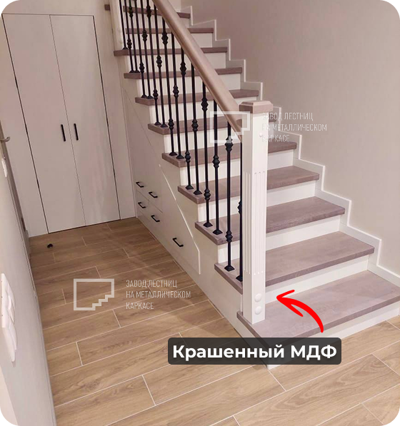 Лестница с подступенками из крашенного МДФ