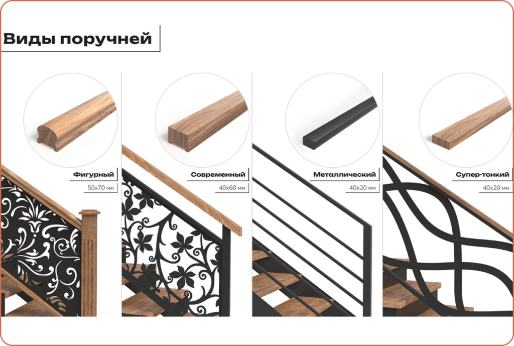 Виды поручней для лестницы