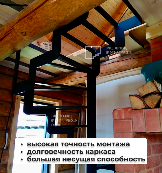 Компактная винтовая лестница из металла под маленький проём