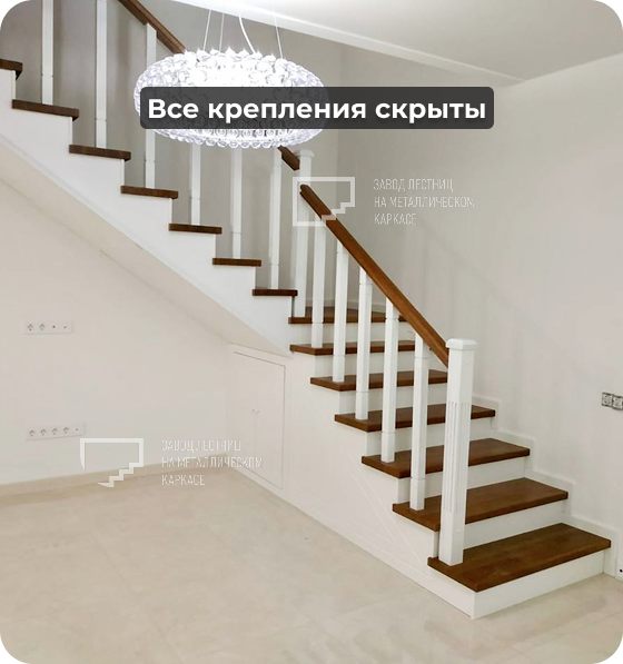 Все крепления для лестницы скрыты